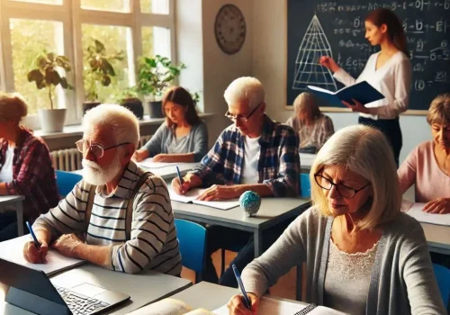 older adults studying in a classroom in Czech Republic